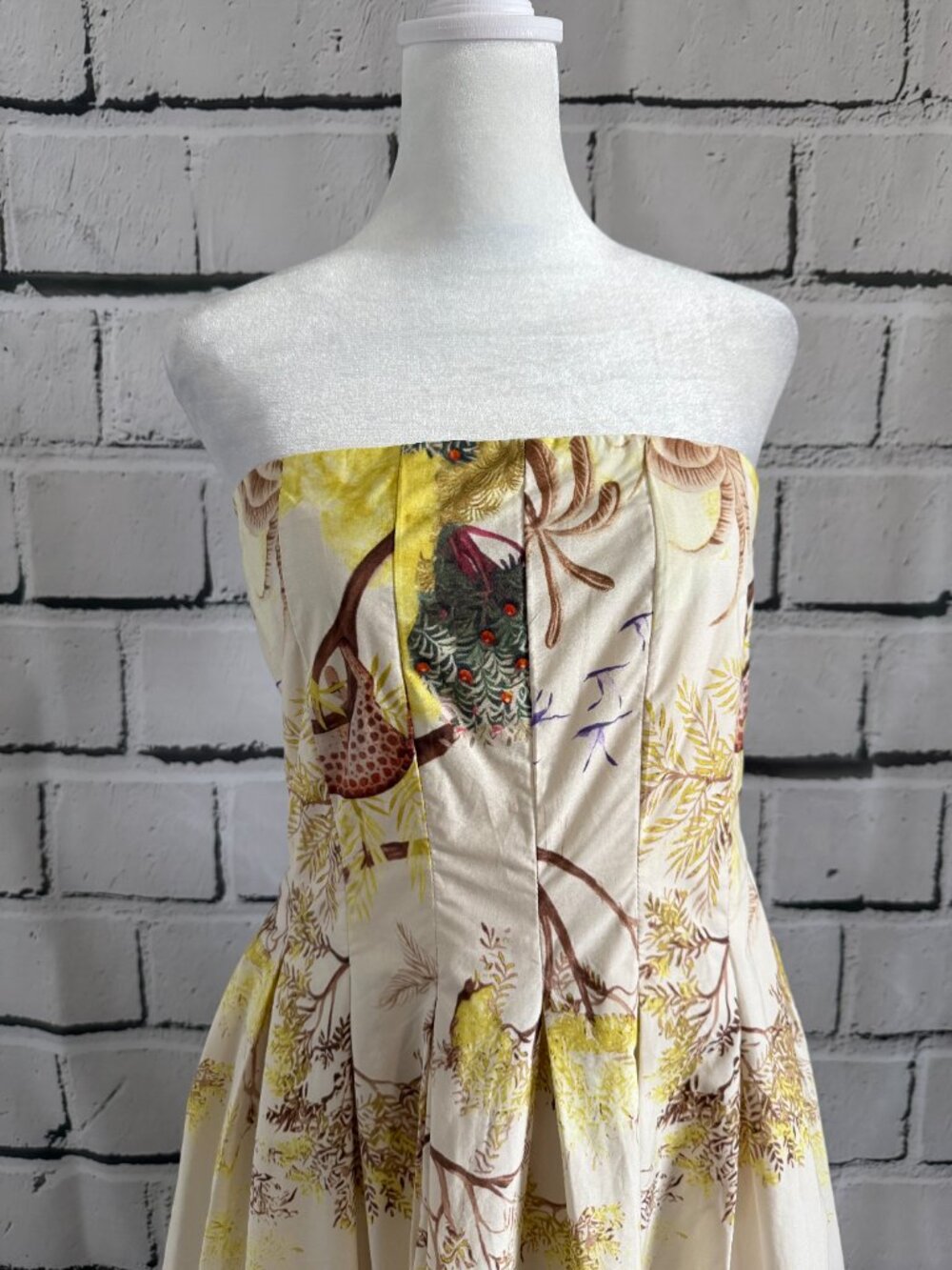 NWT Caroline Constas Safari Jungle Print Strapless Cotton Maxi Dress Smocked M - Picture 7 of 15